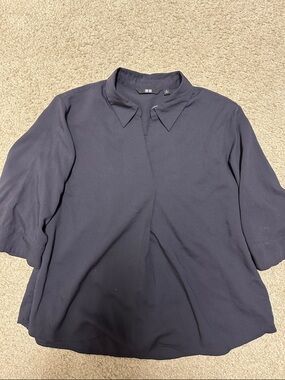 Uniqlo Dark Navy  Collared Blouse